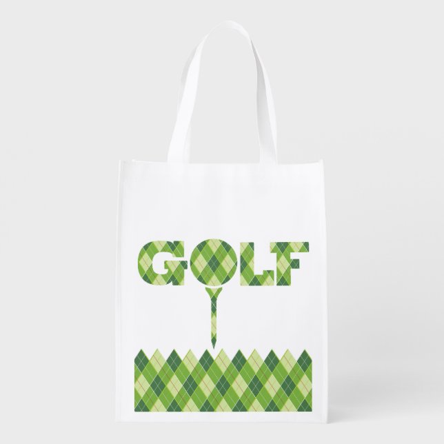 Green golf argyle patterned printed bag (Back)