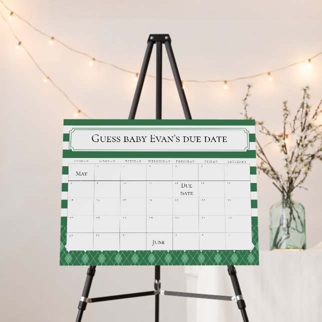Green golf baby shower calendar  foam board (In Situ (Stand))
