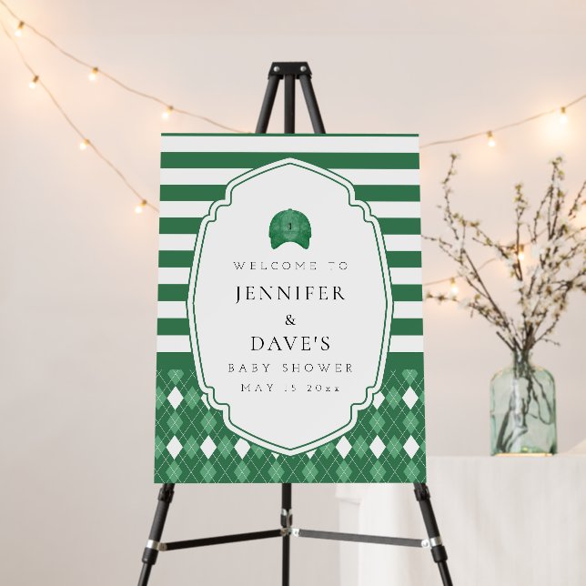 Green golf baby shower welcome sign (In Situ (Stand))