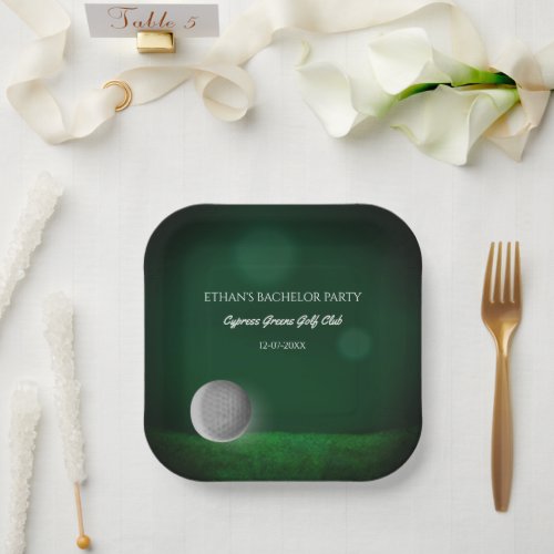 Green golf ball golfers bachelor party golf party paper plates