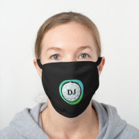 Green Golf Ball Monogram Initials Black Cotton Face Mask
