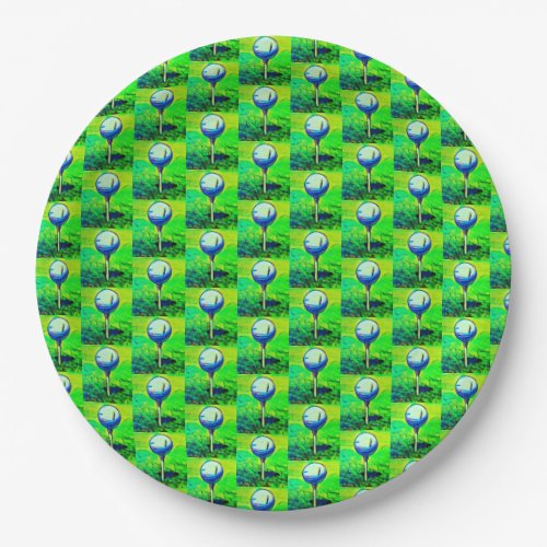 Green Golf Ball Pattern Birthday Sports Hobby Paper Plates