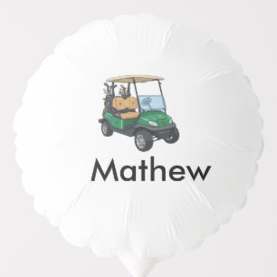 Green golf car name man sports boy gifts letter balloon