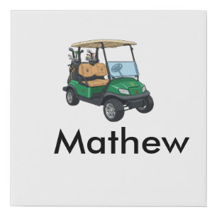 Green golf car name man sports boy gifts letter faux canvas print