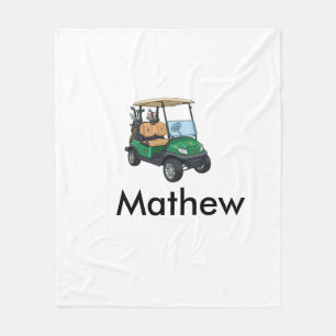 Green golf car name man sports boy gifts letter  fleece blanket