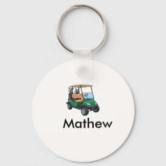 Green golf car name man sports boy gifts letter  keychain
