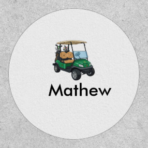 Green golf car name man sports boy gifts letter patch