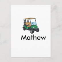 Green golf car name man sports boy gifts letter