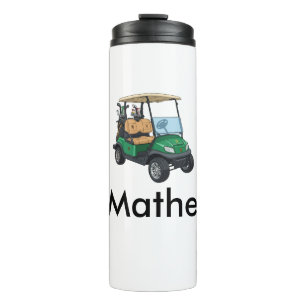 Green golf car name man sports boy gifts letter thermal tumbler