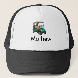 Green golf car name man sports boy gifts letter trucker hat