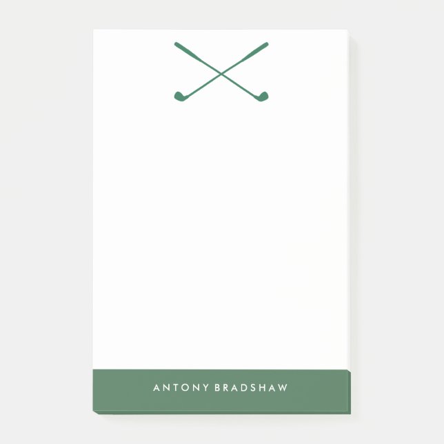 Green Golf Clubs Personalized Post-it Notes (Front)