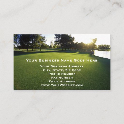Customizable Green Golf Course at Dawn Business Card Template