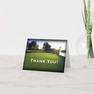 Green Golf Course at Dawn Letterpress Thank You Card