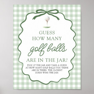 Green Golf Guess How Many Golf Balls Baby Shower Poster