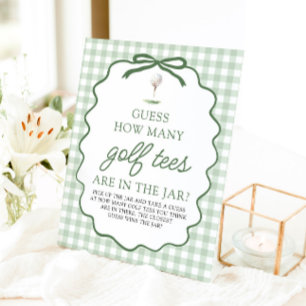 Green Golf Guess How Many Golf Tees Baby Shower Pedestal Sign