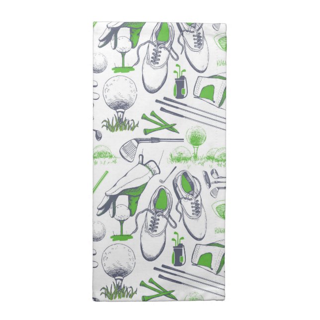 Green Golf Icons Pattern Cloth Napkin (Half Fold)
