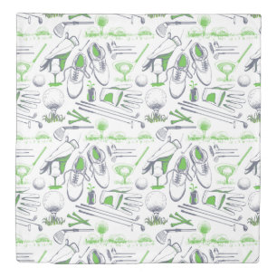 Green Golf Icons Pattern Duvet Cover