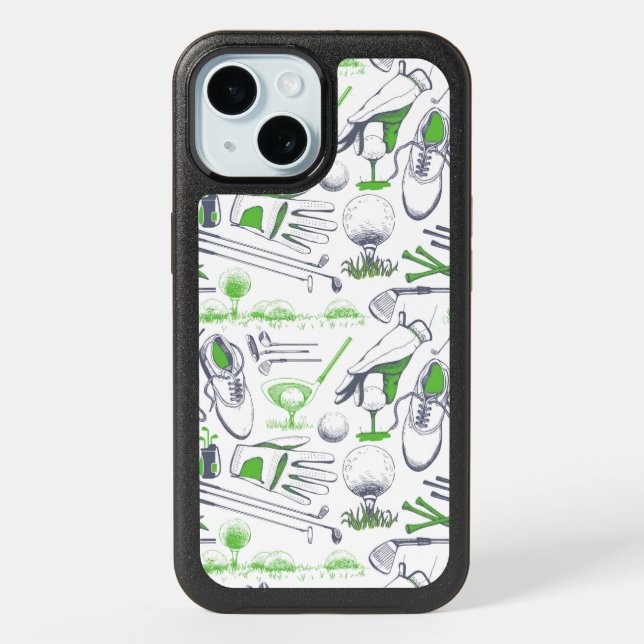 Green Golf Icons Pattern iPhone 15 Case (Back)