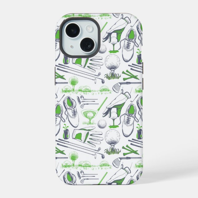 Green Golf Icons Pattern Iphone Case (Back)