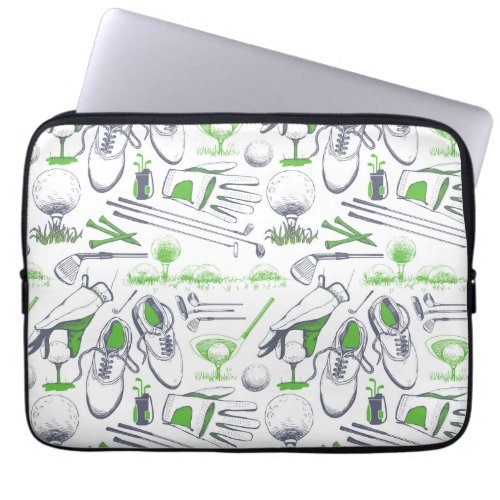 Green Golf Icons Pattern Laptop Sleeve
