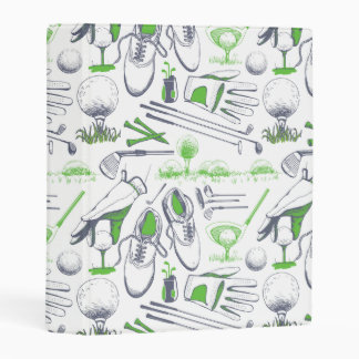 Green Golf Icons Pattern Mini Binder