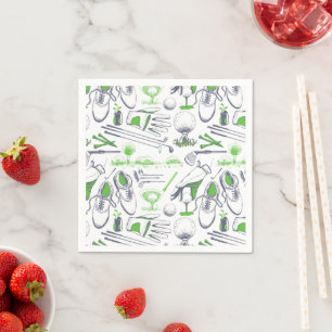 Green Golf Icons Pattern Napkins