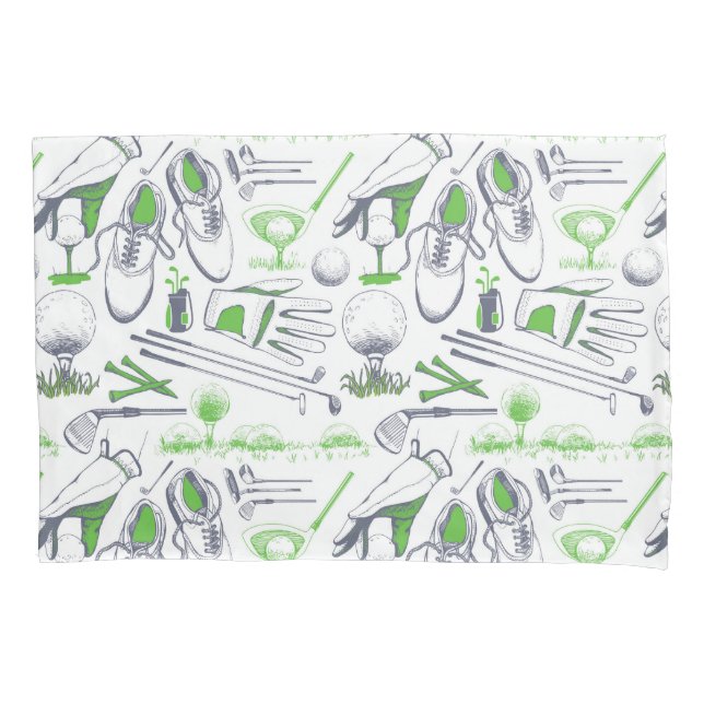 Green Golf Icons Pattern Pillow Case (Front-Left)