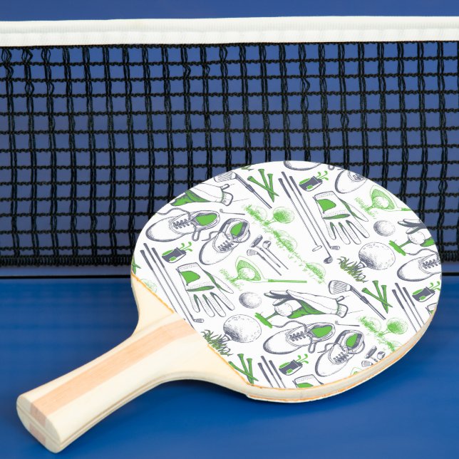 Green Golf Icons Pattern Ping Pong Paddle (Insitu)