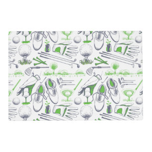 Green Golf Icons Pattern Placemat