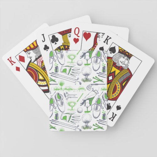 Green Golf Icons Pattern Playing Cards