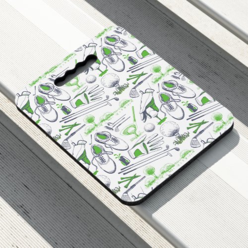 Green Golf Icons Pattern Seat Cushion