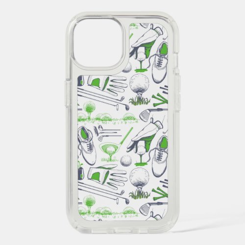 Green Golf Icons Pattern iPhone 15 Case