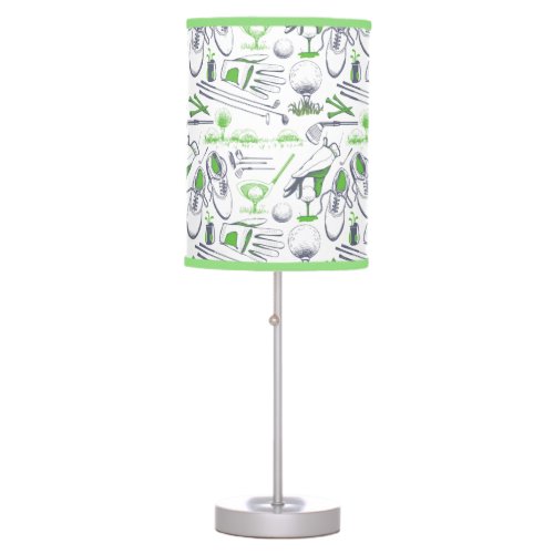 Green Golf Icons Pattern Table Lamp