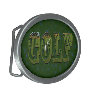 Green Golf Logo On Green, Belt Buckle