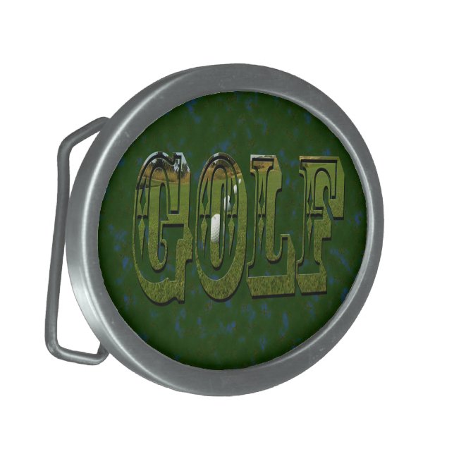 Green Golf Logo On Green, Belt Buckle (Front Left)