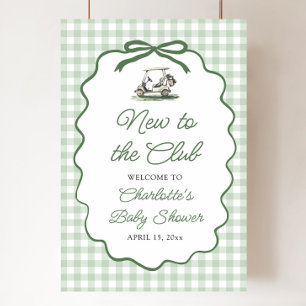 Green Golf New to the Club Baby Shower Welcome Poster