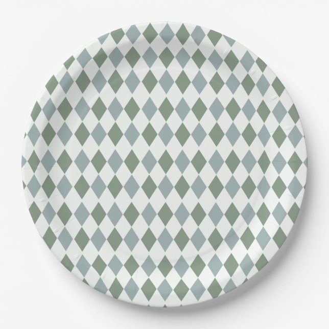 Green Golf Pattern Birthday  Paper Plates (Front)