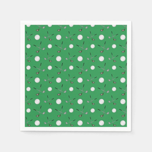 Green golf pattern paper napkins (Front)