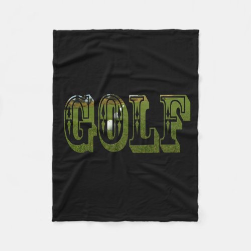 Green Golf Picture Logo on Black Fleece Blanket