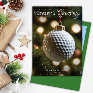 Green Golf Season's Greetings Christmas Photo Holiday Card