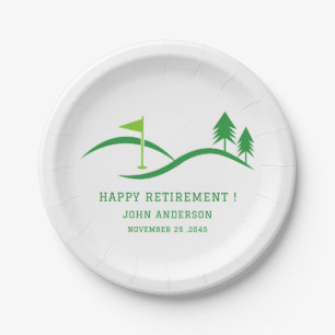 Green Golf Theme Retirement Party Paper Plates