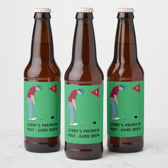 Green Golf Themed Beer Bottle Label (Bottles)