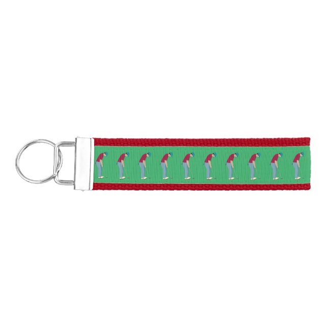 Green Golf themed Pattern Wrist Keychain (Keys on Left)