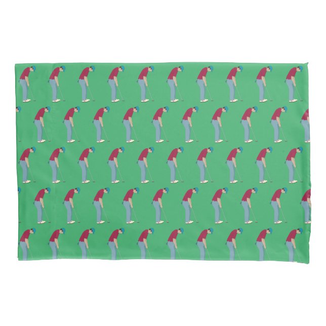 Green Golf Themed Pillow Case (Front-Left)