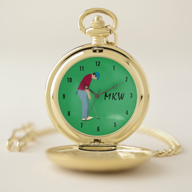 Green Golf Themed Pocket Watch (Inside)