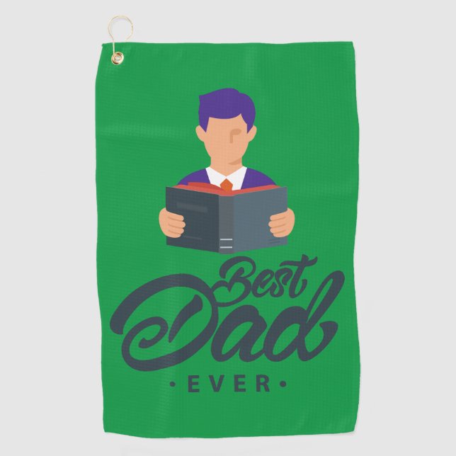 Green Golf towel with a Best Dad Ever (Front)