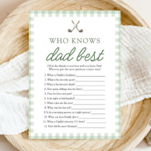 Green Golf Who Knows Dad Best Baby Shower Game Invitation
