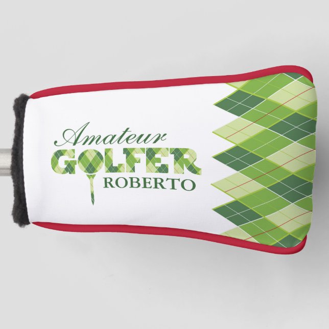 Green golfer argyle personalized cover (Front)