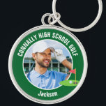 Green Golfer Photo High School Golf Team Keychain<br><div class="desc">This cool customized high school golf team photo gift features white typography of your golfer name on a green keychain with a cute golfing icon. Personalize with your student's photograph and class year for a commemorative keepsake gift.</div>