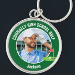 Green Golfer Photo High School Golf Team Keychain<br><div class="desc">This cool customized high school golf team photo gift features white typography of your golfer name on a green keychain with a cute golfing icon. Personalize with your student's photograph and class year for a commemorative keepsake gift.</div>